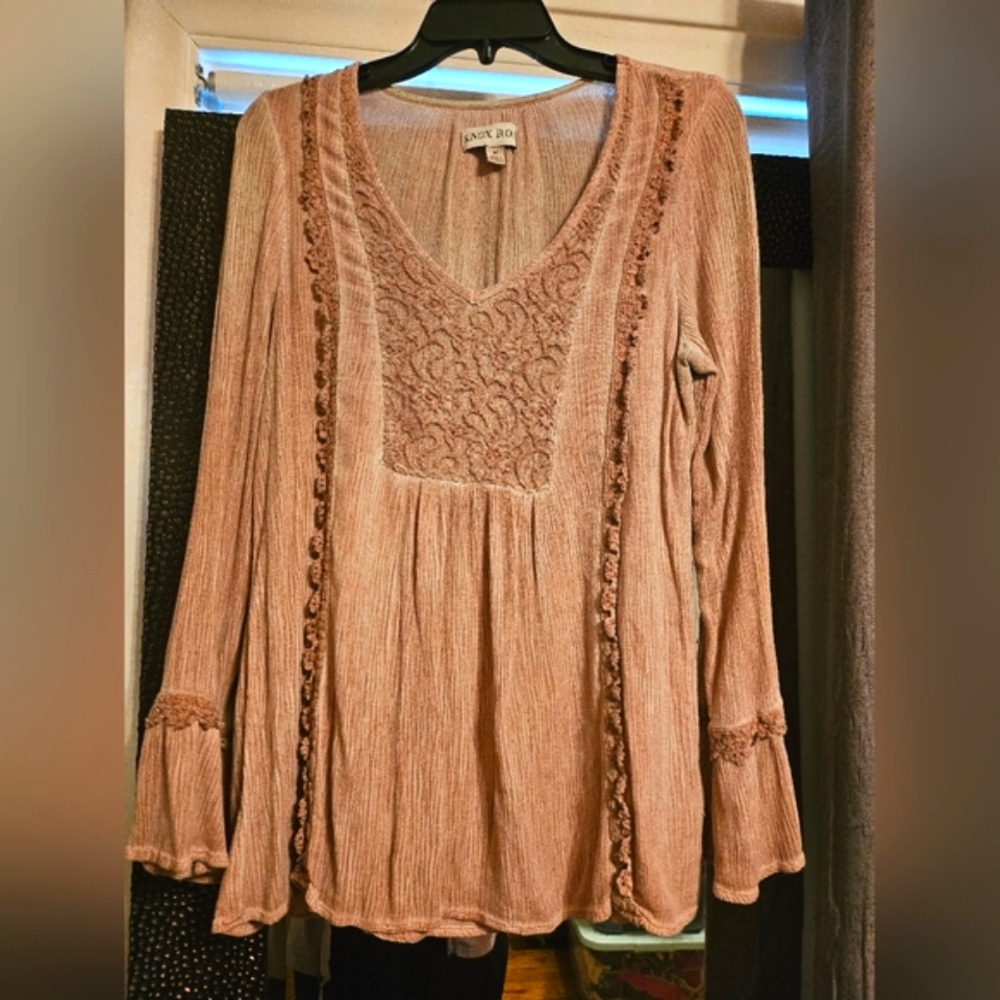 Knox Rose Dusty Rose Long Sleeve Tunic Top Size M